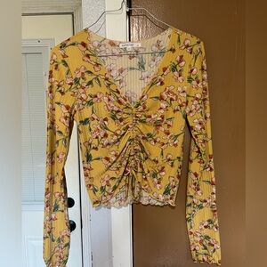 Antistar Yellow Floral Ruched Blouse